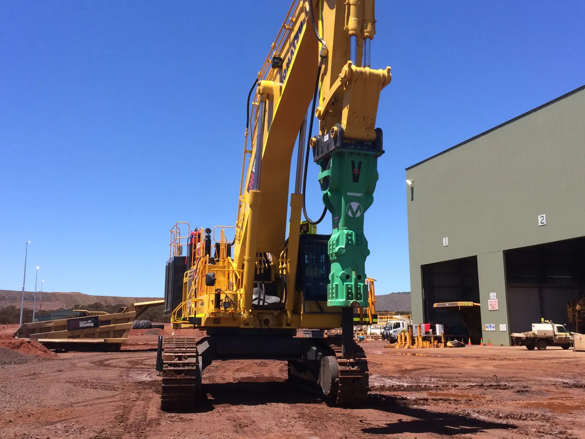 Montabert rock breaker on excavator